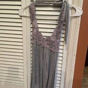 Grey Halter with Rolled Rosette Detail